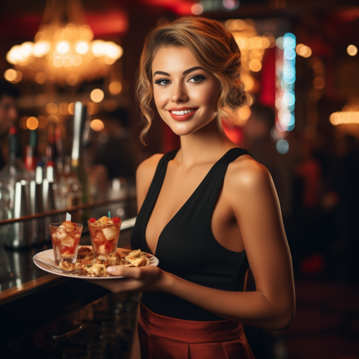 beautiful topless waitress